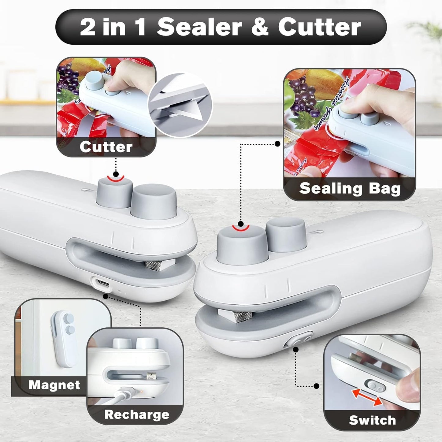 Portable Mini Handy Sealing Machine for Home Food Storage Vacuum Bag