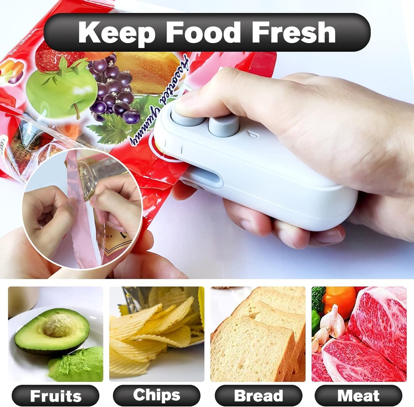 Portable Mini Handy Sealing Machine for Home Food Storage Vacuum Bag