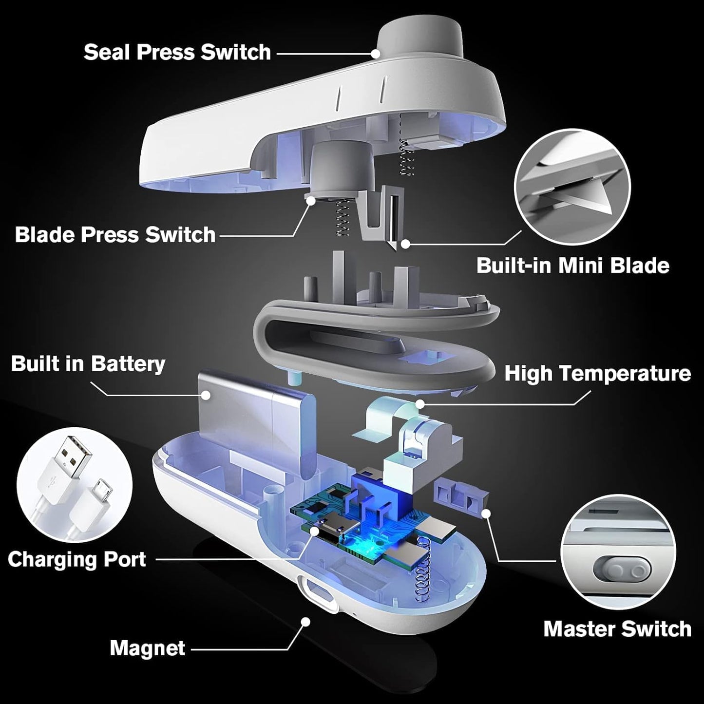 Portable Mini Handy Sealing Machine for Home Food Storage Vacuum Bag
