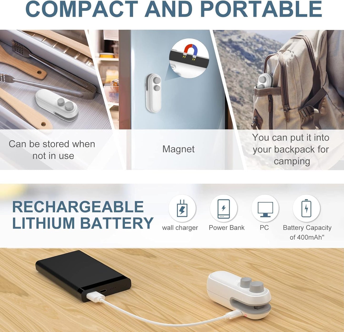 Portable Mini Handy Sealing Machine for Home Food Storage Vacuum Bag