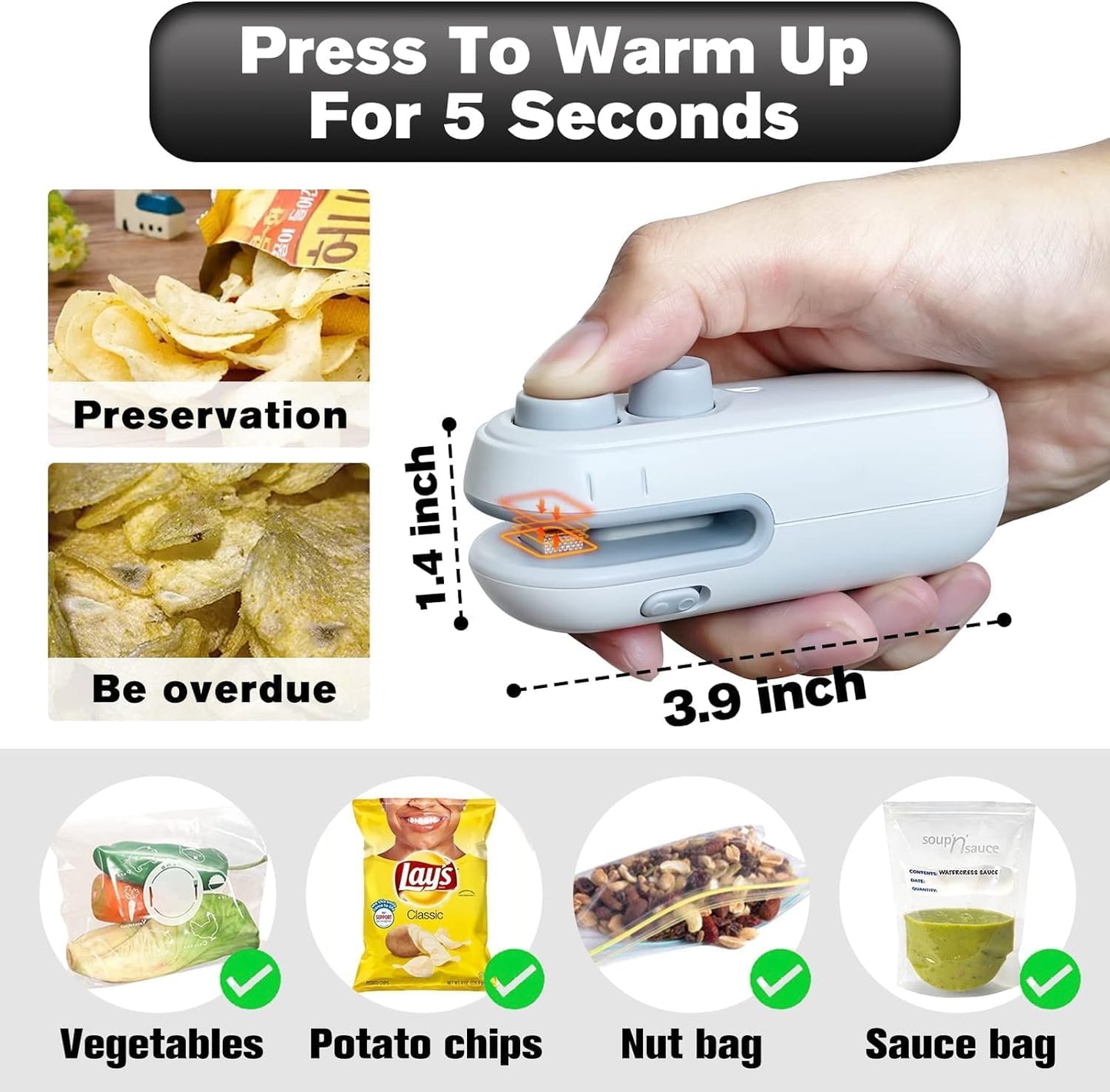 Portable Mini Handy Sealing Machine for Home Food Storage Vacuum Bag